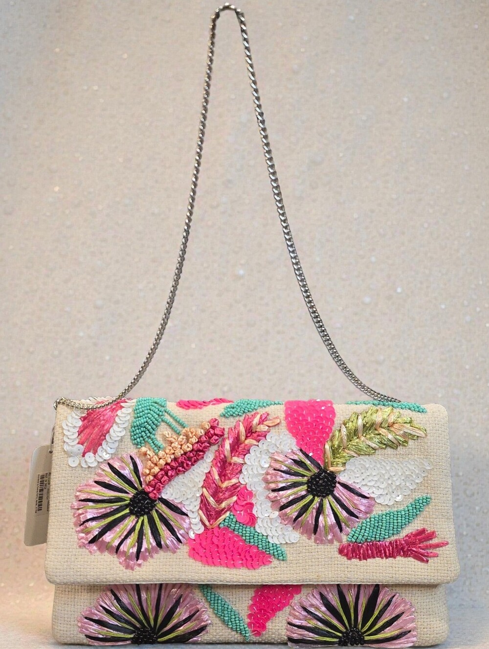 Charming Charlie Embroidered & Floral Beaded Clutch